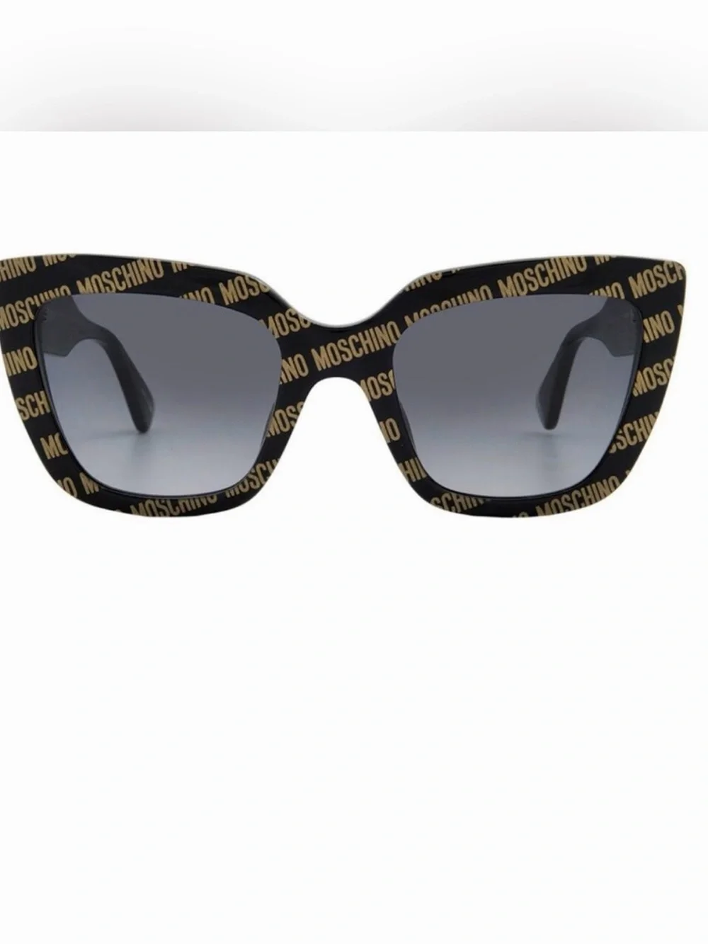 Moschino Black and Gold Logo Square Sunglasses
